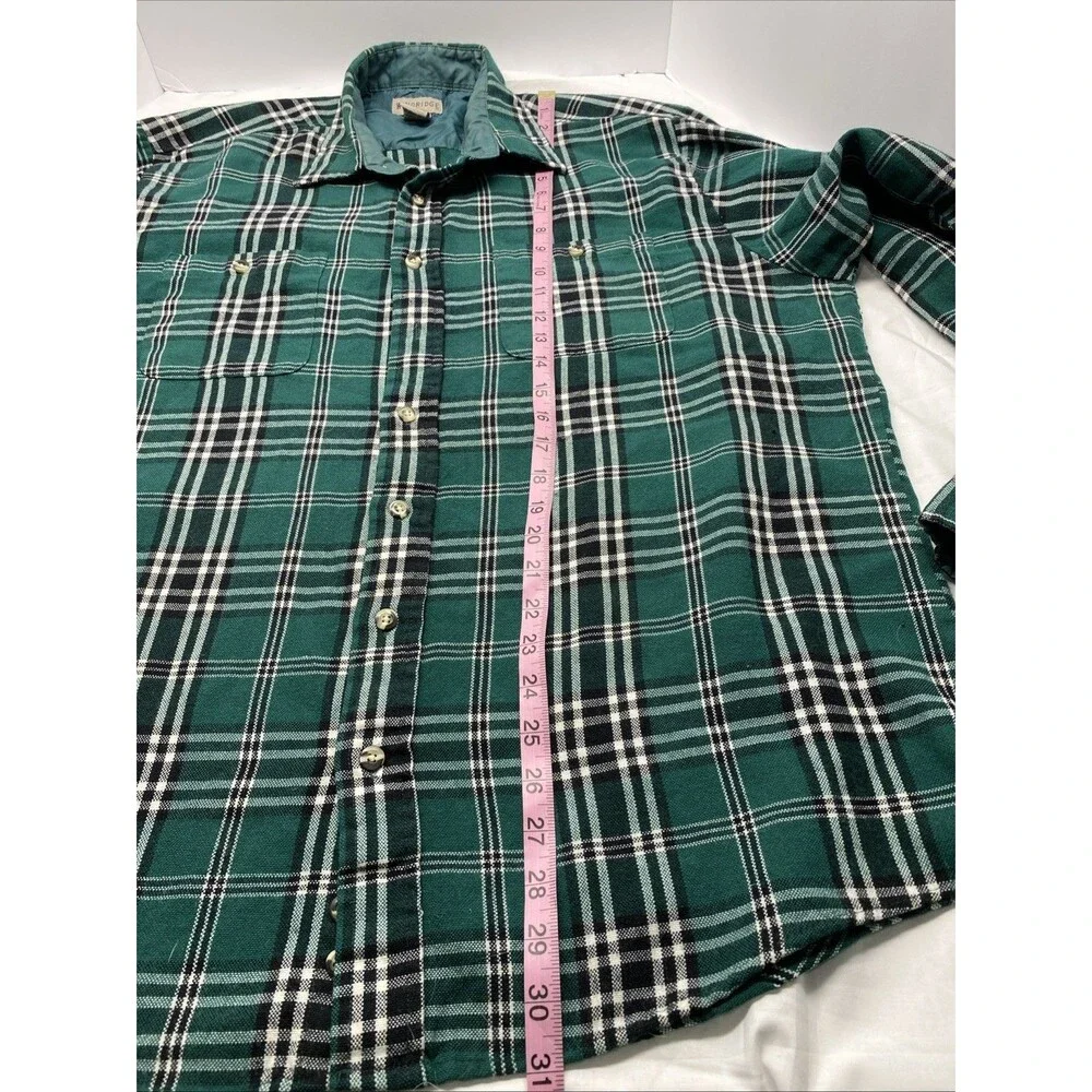 Windridge Vintage Men’s XLT Flannel Shirt Tall Green Plaid Heavyweight Acrylic